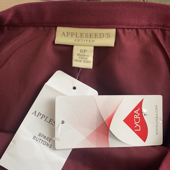 VTG NWT Appleseeds Petite/ Womens Petite Midi Skirt Maroon, Size 6P - Picture 5 of 16